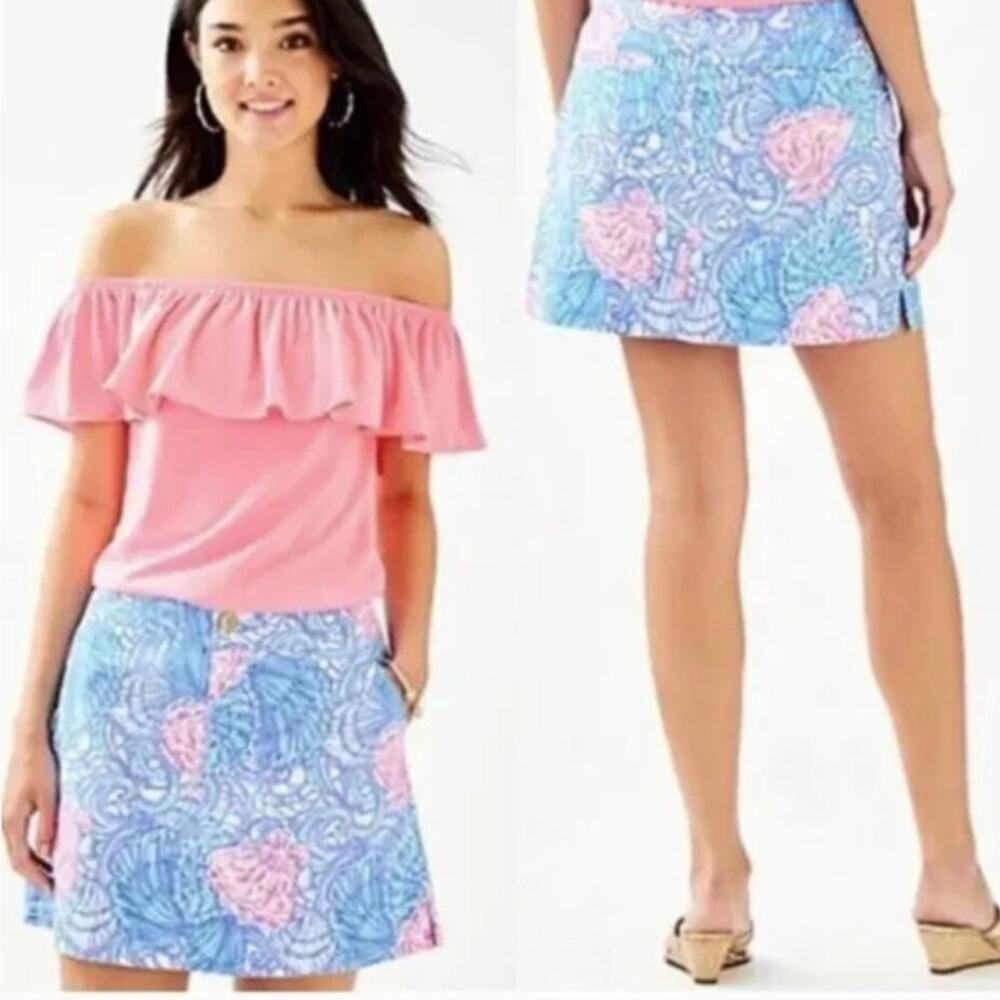 LILLY‎ PULITZER | Nicki Skort Blue Haven Raising Shell Pink Blue White | Size 2